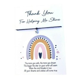 Teacher Gifts For Christmas, Thank You For Helping Me Shine Wish Bracelet, End Of Year Gift, End Of Term Gift, Teacher Appreciation