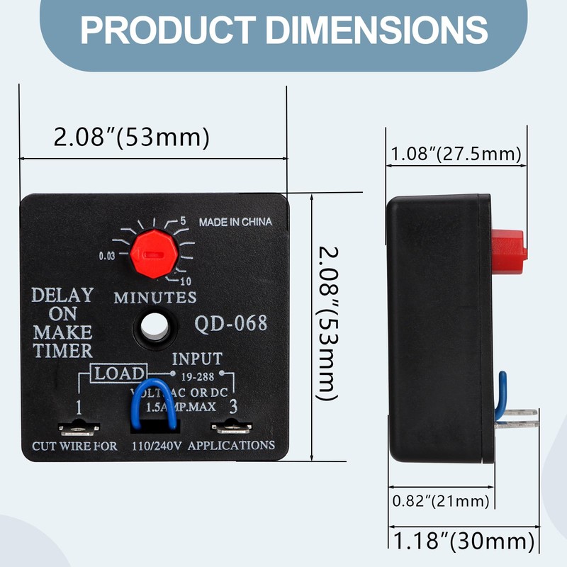 Weasch 2Pcs Delay On Make Timer, QD-068, 0.03 to 10