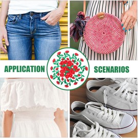 Kit de Parches Termoadhesivos Bordados en Forma de Flor Rojo 6 Piezas para Reparación y Decoración de Camisetas y Zapatos en Proyectos de Manualidades