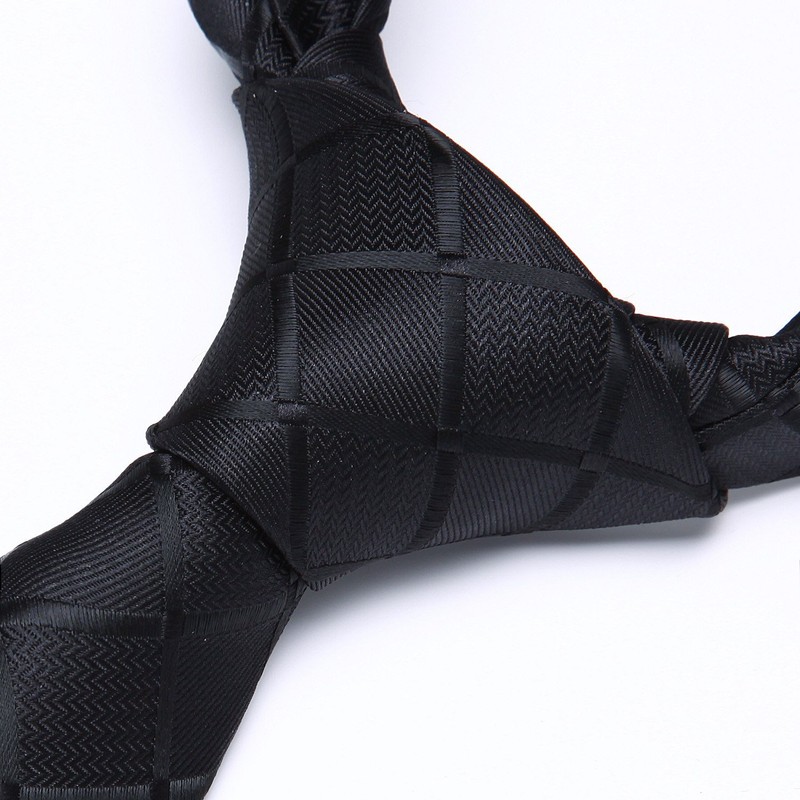 HISDERN Men's Checked Tie and Pocket Square Set - black