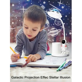 Astronaut Desk Lamp for Kids,Star Space Projector Night Light,Astronaut Lights with Pen Holder,Step-Less Dimming Lighting,Eye-Care Reading Small Table Lamps for Bedroom,Gifts for Boys and Girls