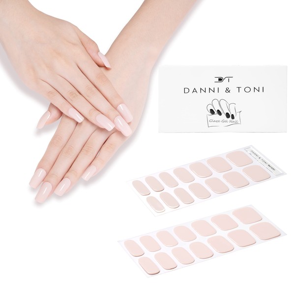 DANNI & TONI Semi Cured Nail Stickers (Chic Nude) Gel Nail Strips Solid Color Natural Nail Wraps 28 Stickers