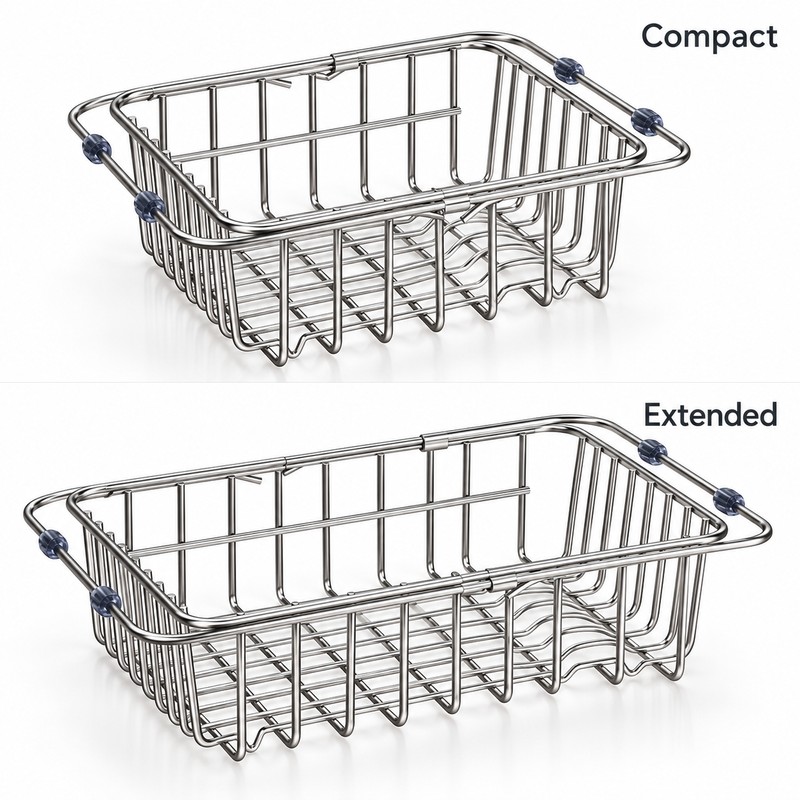 Expandable Stainless Steel Sink Drainer Basket for Washing Produce –