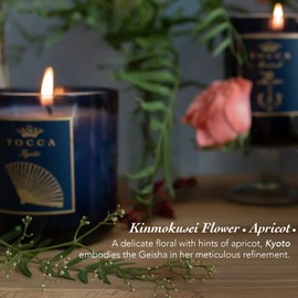 TOCCA Kyoto 10oz Candle - Kinmokusei Flower & Apricot Scented, Hand Poured Soy-Wax Blend with 100% Cotton Wick, 60 Hour Burn Time