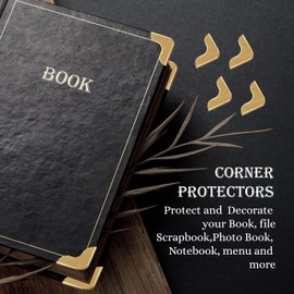 Performore Vintage Brass Corner Protector Set 50-Pack Decorative Gold-Tone Hollow Metal Guards Book Scrapbook Album Edge Covers DIY Notebook & Photobook Accessories