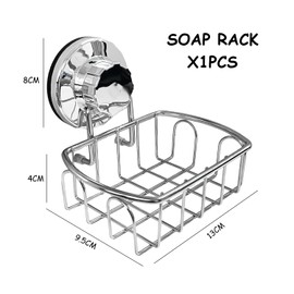 COACOM 1 Piece Soap Holder with Suction Cup, Sponge Holder Made of Stainless Steel, No Punching Soap Basket, Suitable for Bathroom, Toilet, Kitchen (15 x 14 x 8 cm)