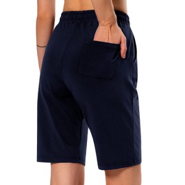 Ksmien Bermudas - Pantalones cortos largos de algodón de 10 pulgadas para mujer, pantalones cortos deportivos con bolsillos