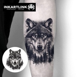 INKARTLINK Tattoo Tech, 2 Sheets Large Semi Permanent Tattoo, Temporary Tattoos, Last 1-2 Weeks, Waterproof, Realistic Look, No Adhesive, No Reflection （animal man)310