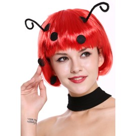 WIG ME UP 91574-ZA13 Women's Ladybug Bob Wig in Red with Black Dots & Feelers, Fancy Dress Accessory