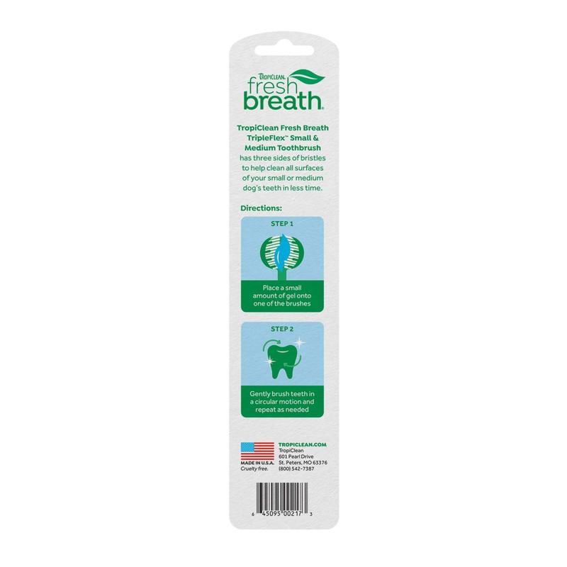 TropiClean Fresh Breath TripleFlex Toothbrush for Small & Medium Dogs