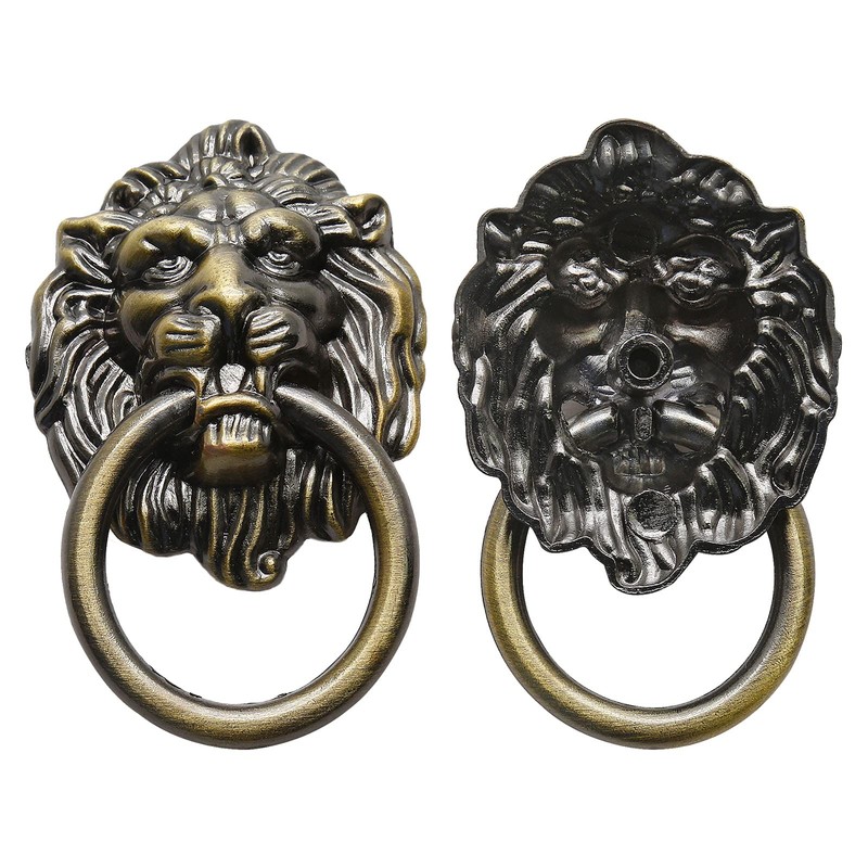 Murtenze 12 Pieces Antique Lion Head Cabinet Knobs, Ring Pulls