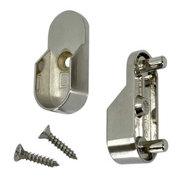 Oval Closet Rod End Supports w/Rear Facing 5mm Pins | 15mm x 30mm |2 Pack | Satin Nickel