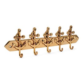 NKlaus 11601 Key Hook Anchor 5-Way Brass Gold 25 x 7 cm Maritime Key Holder