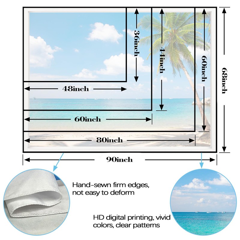 Leeisysme Beach Landscape Tapestry, Tropic Ocean Sea Island Palm Tree