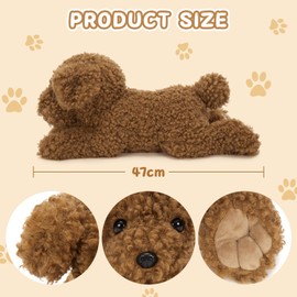 MorisMos Dark Brown Dog Cuddly Toy XXL with 3 Babies in Belly 47 cm Large Dog Plush Toy Stuffed Toy Cuddly Toy Birthday Christmas Gift