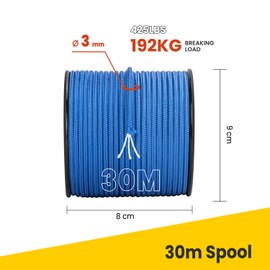 BROTREE 3mm Paracord 425 100% Nylon 30M Rope 3 Strands Type II Parachute Cord for Outdoor, Craft, DIY - 192kg Breaking Load (Dark Blue)