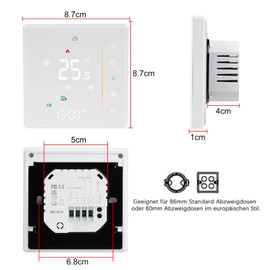 Jadeshay WiFi Thermostat Smart Thermostat for Combi Boiler Tuya App Control 5+1+1 Day Programmable LCD Display Dry Contact Heating Controller Compatible with Alexa Google Home 230V 5A White