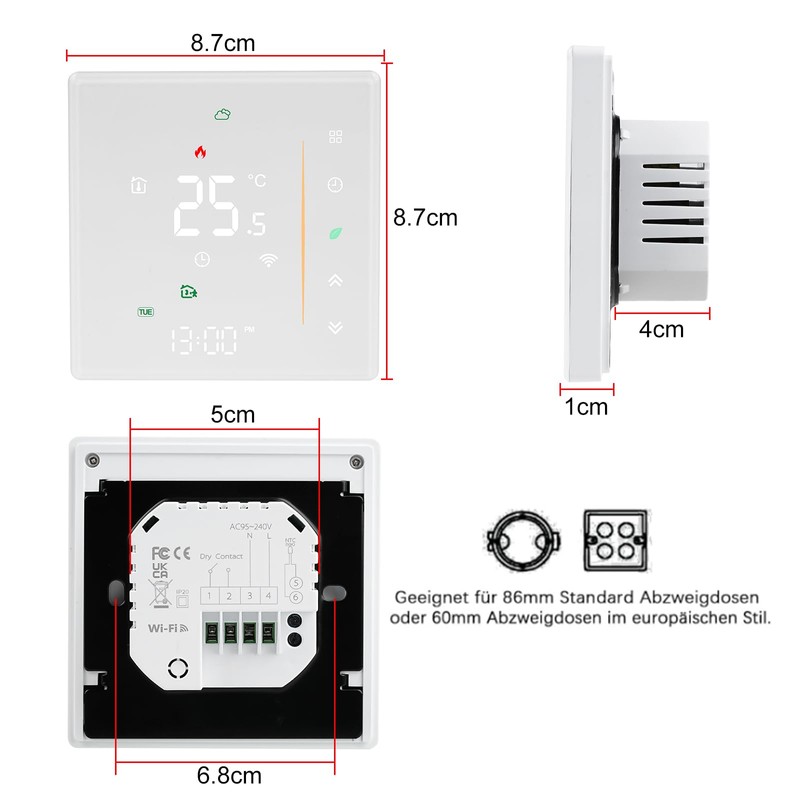 Jadeshay WiFi Thermostat Smart Thermostat for Combi Boiler Tuya App