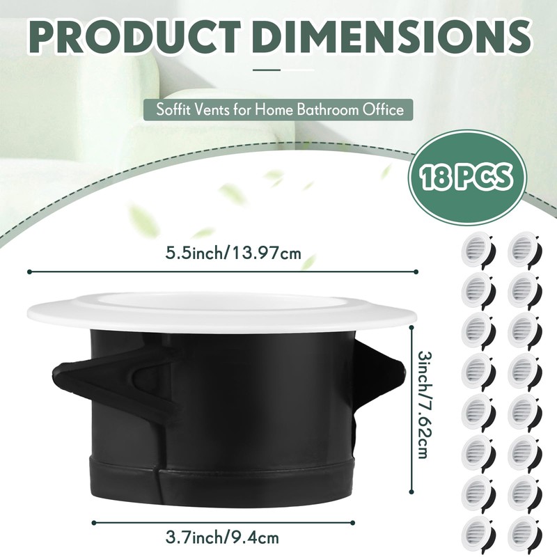 VIHOSE 18 Pcs Soffit Vents 4 Inch Soffit ABS Exterior