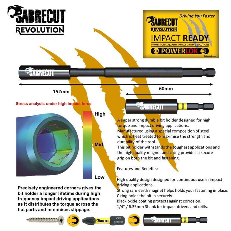 31 x SabreCut SCRPH23231B 32mm PH2 and 60mm Impact Bit