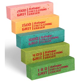 Baroque Fret Erasers for Guitar, Fret Polishing Cleaner, Frets Polish Tools Kit, Clean Fret Wire/String/Metal, Set of 5 (180& 400& 1000& 1500& 2000 Grit)