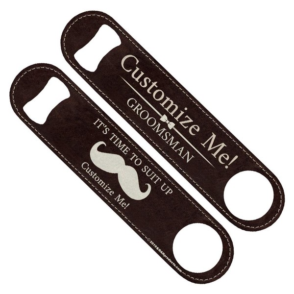 Customizable Speed Bottle Opener - Groomsman Leather Print