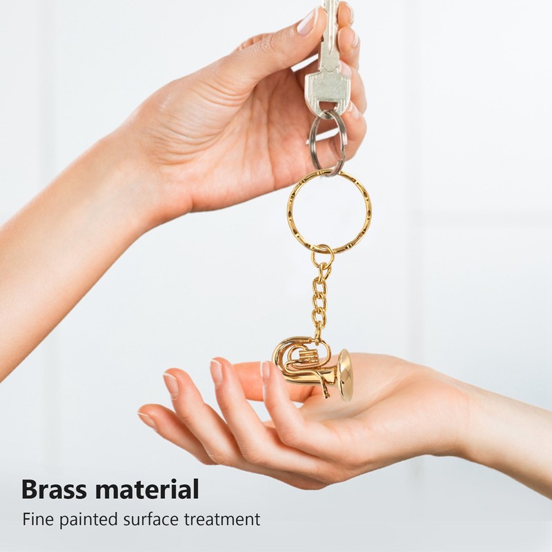 Brass Tuba Key Chain Miniature Golden Musical Instrument Key Chains