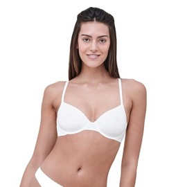 Skarlett Blue Women's Adorned Fully Adjustable Ultra-Comfy Cotton Underwire Bra with Lace 324211, White, 34A