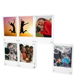 Arcosia Mini Polaroid Frame Magnets for Refrigerator 2x3,6 Pack Acrylic Magnet Picture Frames for Fridge Tabletop,Compatible with Polaroid/Fuji/Instax Mini Film/Print Photos Display Ornament (6)