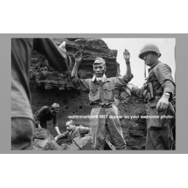Japanese Surrender at Battle of Iwo Jima PHOTO, US Marines World War 2 USMC