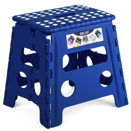 Delxo Folding Step Stool, 13 inch Non-Slip Foldable Stools for Kids & Adults Up to 300 LBS, Step Stool with Handle, Lightweight for Kitchen, Bathroom, Bedroom, Garden, Blue, 1PC