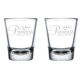 MIP Brand Set of 2 Shot Glasses 1.75oz Shot Glass Princess Fancy