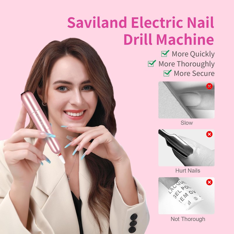 SAVILAND Electric Nail Drill: Rose Electric Nail File 20000RPM Efile