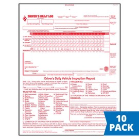 2-in-1 Driver Daily Log Book 10-pk. with Detailed Driver Vehicle Inspection Report & Simplified Recap - Book Format with 31 Sets, 2-Ply Carbonless, 8.5" x 11", J. J. Keller & Associates, Inc.