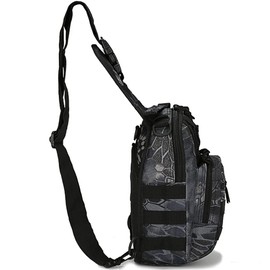 NuCamper Tactical Sling Bag Pack Military Rover Shoulder Backpack Molle Assault Range Bags Men's Chest Pack for Hiking,Travel (Pythons Grain Black)