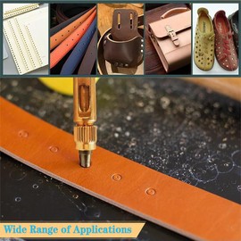 Yuentoen Japanese Screw Hole Punch,Automatic Hole Punch Drill Tool,6 Tip Sizes Leather Tool Craft Punches, Screw Hole Puncher with Wood Handle for Sewing Leather Paper Bookbinding Tool