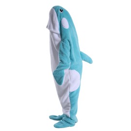 Deserthome Wearable Shark Blanket Onesie for Adult Hoodie, Super Soft Comfortable Shark Costume, Sky Blue Whale M