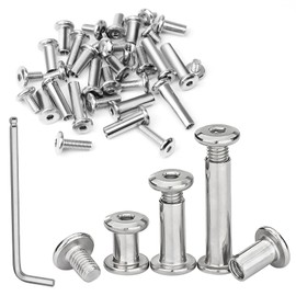 YFLeomry Pack of 30 Connection Screws M4 x 12 mm Including 30 Furniture Screws 30 Sleeve Screws Stainless Steel A2 V2A Cabinet Connector with Hex Key for Cabinets, Cabinets, Wood Bread