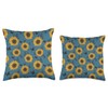 Smarty Pants Designs Modern Sunflower Floral Pattern Throw Pillow, 16x16,