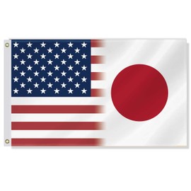 3×5 FT USA Japan Combo Flag,Large Japanese Friendship Decor,Double Side Digital Printed 150D Polyester Banner With Canvas Header Brass Grommet For Outdoor Indoor Parade Car