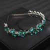 Teyglen Crystal Wedding Hair Crown Bridal Green Rhinestone Tiara Headband