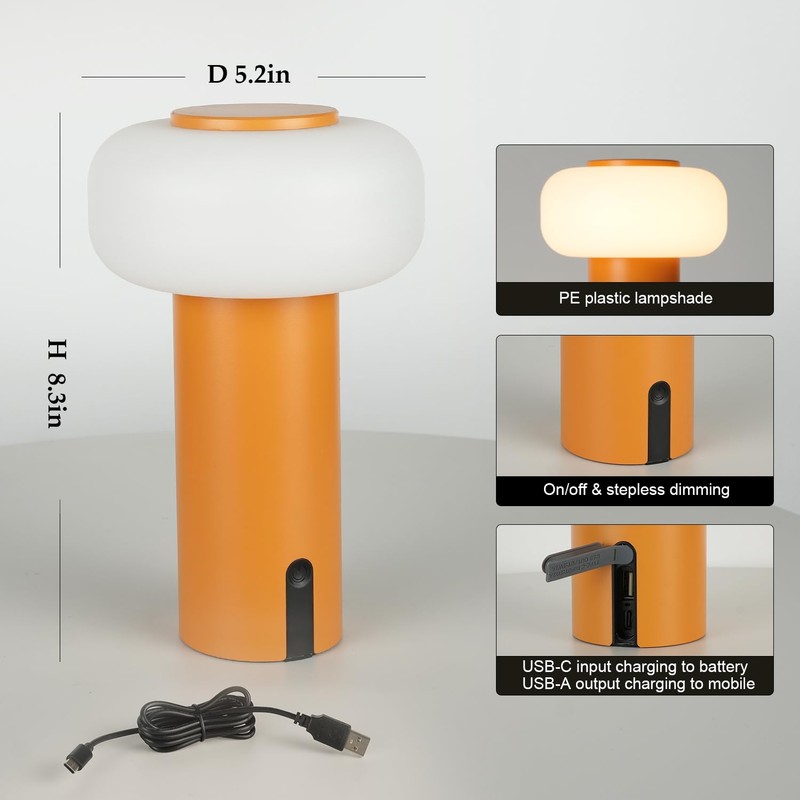 WEILAILUX Shower Lamp Waterproof, Outdoor Cordless Table Lamp Rechargeable, Portable