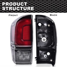 CROSSDESIGN Tail Lights Assembly Red Mask and Orange Mask and White Mask Left & Right Side w/bulbs Compatible with Toyota Tacoma 2001 2002 2003 2004