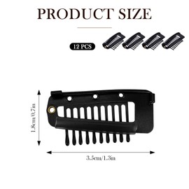12pcs Secure Setting Clips 10-Teeth Snap-comb Hair Clips Clip with Safety Pins Wig Clips to Securing the Headscarf, for Girls, Women's Headscarf and Hijab