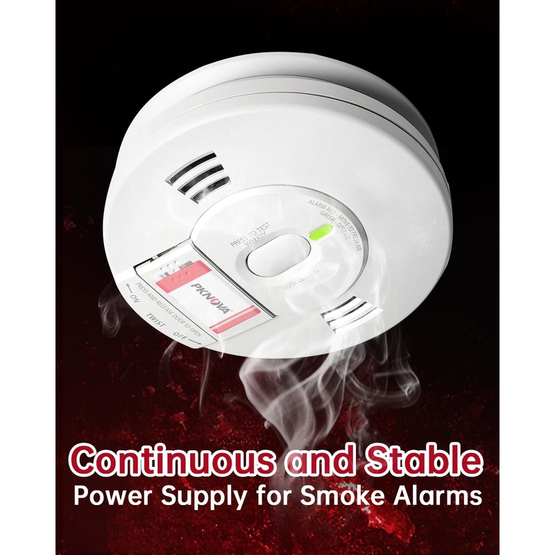 PKNOVA 9V Batteries Carbon 9 Volt Battery for Smoke Detector