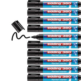 edding 380 flipchart marker - black - box of 10 - round nib 1.5-3 mm - marker for writing, drawing and marking on flipchart paper - does not bleed through - does not dry out