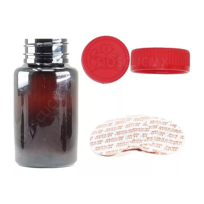 2CLIC.MX 10 Frasco Bote Capsulero Ambar 150 Ml Tapa Roja