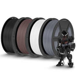 TECBEARS High Speed PLA 3D Printer Filament Bundle，Matte PLA Filament 1.75mm for High Speed 50-600mm/s, High Toughness Matte Filament, Black+White+Gray+Brown