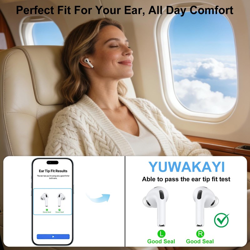 Replacement Ear Tips Compatible with AirPods Pro 3 (3 Pairs,S/M/L,Clear)