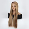 VOKEYLA Synthetic Lace Front Wigs For Women Stripe Highlight Honey